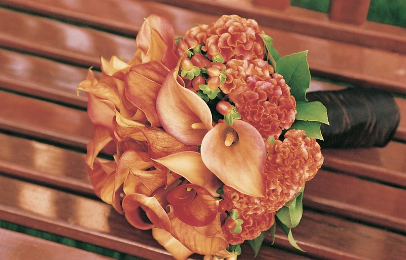 Orange Bouquet with Green Leaves
Photography: Simone %26 Martin Photography
Read More:
http://www.insideweddings.com/weddings/a-midsummer-nights-dream-wedding-in-beverly-hills-california/58/ bouquet of orange calla lilies