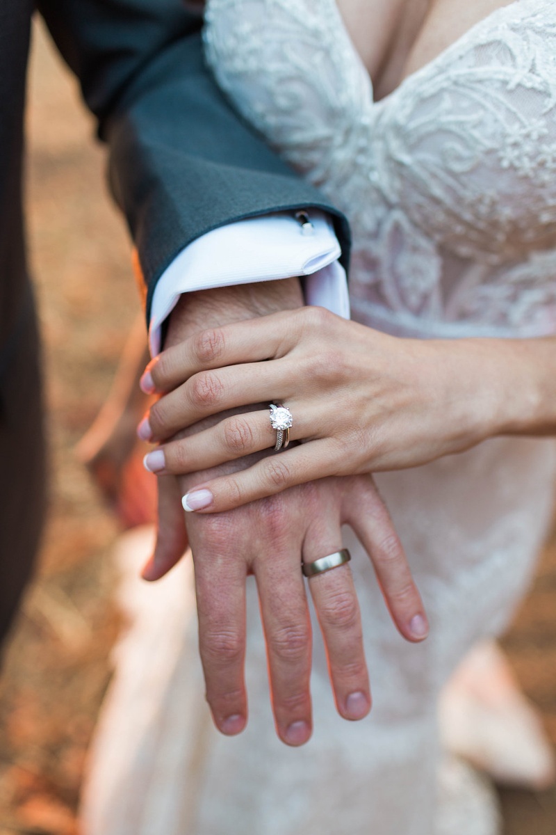 Bride %26 Groom's Wedding Rings
Photography: Katie Shuler Photography
Read More:
http://www.insideweddings.com/weddings/rustic-chic-outdoor-wedding-at-a-winery-in-northern-california/945/ Bride with French manicure and sparkling diamond engagement ring Berta gown groom with polished band