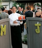 Wedding Flower Initials
Photography: Barber Photography
Read More:
http://www.insideweddings.com/weddings/tropical-backyard-wedding-with-bright-citrus-hues-in-san-diego/121/ Signature cocktails awaited guests behind gate with flower initials
