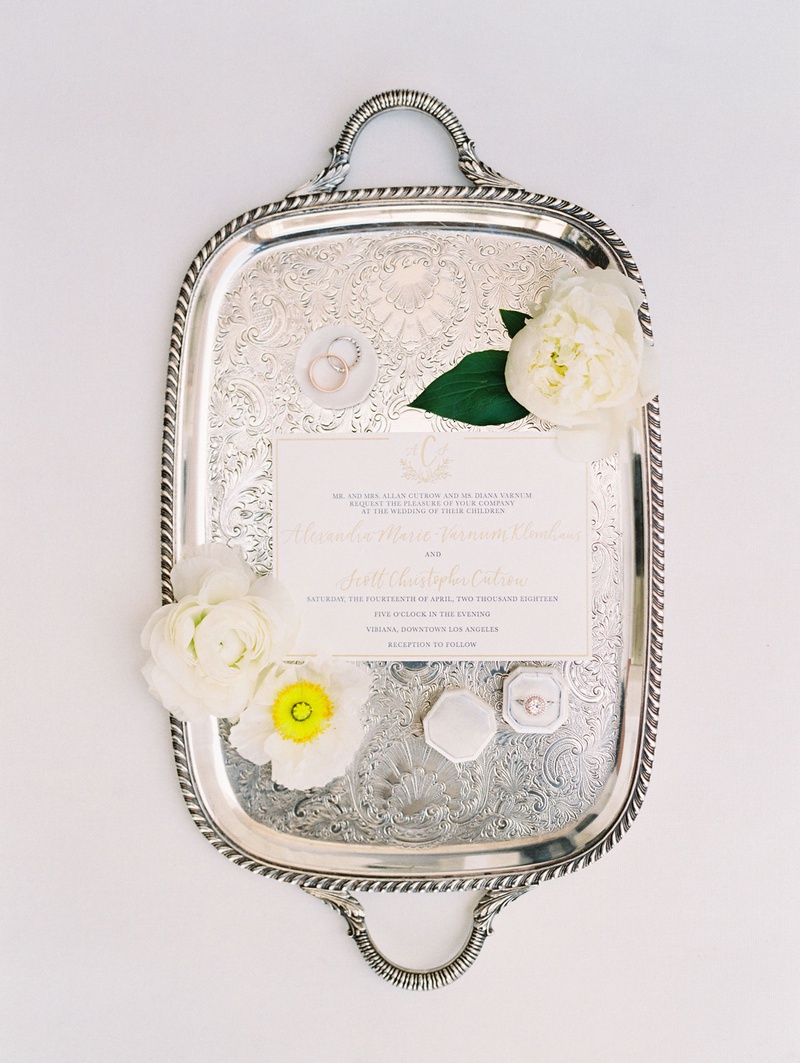 Wedding Invitation %26 Rings on Silver
Photography: Mallory Dawn Photography
Read More:
http://www.insideweddings.com/weddings/outdoor-jewish-ceremony-luxe-reception-at-vibiana-in-downtown-la/1259/ wedding invitation navy blue and gold monogram with wedding rings and engagement ring velvet box