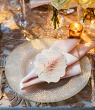 Romantic Place Setting
Photography: Christian Oth Studio
Read More:
http://www.insideweddings.com/weddings/elaine-alden-and-landry-fields/589/ Sequin embroidered linens and pearl chargers