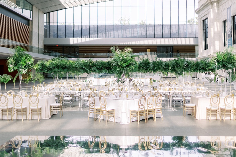 Tropical Centerpieces %26 Mirror Dance Floor
Photography: Lauren Gabrielle Photography
Read More:
http://www.insideweddings.com/weddings/summer-real-wedding-featuring-tropical-decor-at-an-art-museum/1328/ wedding reception cleveland museum of art green tropical leaves jungle mirror dance floor