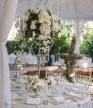 Candelabra Centerpiece at Luann de Lesseps' Wedding
Photography: Patricia Dash for Revery Weddings
Read More:
http://www.insideweddings.com/weddings/luann-de-lesseps-and-thomas-dagostino/1013/ Tall silver candelabra centerpiece with greenery white flowers chandelier crystals and clear chairs