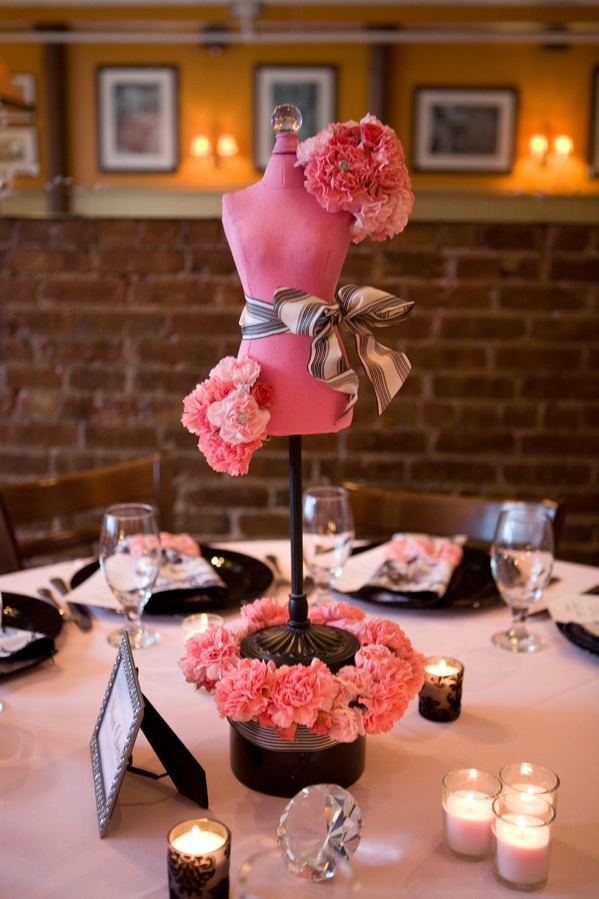 Showers & Parties Photos Pink Dress Form Centerpiece Inside Weddings