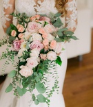 Cascading Bouquet with Pale Flowers
Photography: Kesha Lambert Photography
Read More:
http://www.insideweddings.com/weddings/personalized-ceremony-with-pink-florals-at-a-loft-in-new-york-city/1210/ cascading bridal bouquet with garden roses, peonies, dahlias, and greenery