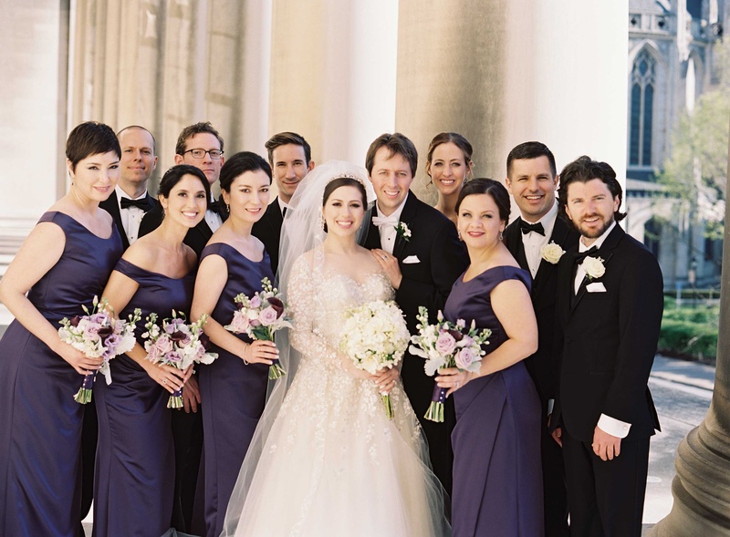 Bridal Party in Purple and Black Outside Church
Photography: Joey Kennedy Photography
Read More:
http://www.insideweddings.com/weddings/classically-elegant-catholic-wedding-in-pittsburgh-pennsylvania/909/ bridal party purple black outside roman catholic church bridesmaids groomsmen dresses suits classic