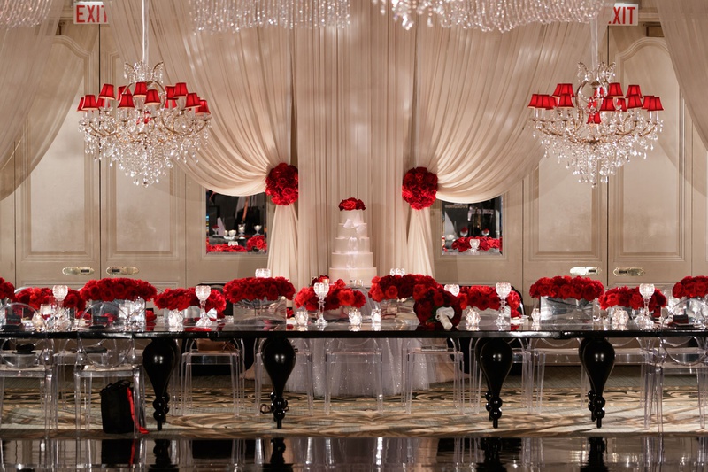 Reception Decor Photos Red Roses On Modern Black Table Inside