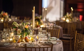 Painting-Inspired Centerpiece
Photography: Carasco Photography
Read More:
http://www.insideweddings.com/weddings/chicago-wedding-inspired-by-still-life-paintings-at-an-art-museum/1102/ Wedding reception table art museum painting inspired centerpiece flowers fruit taper candles