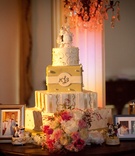Square Patterned Cake
Photography: Shanti DuPrez Portrait Design
Read More:
http://www.insideweddings.com/weddings/a-wine-country-inspired-country-club-wedding-in-san-mateo-ca/615/ Green and white wedding cake with a round tier on top of square tiers