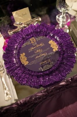 Modified Catholic Ceremony Opulent Reception With Purple Decor