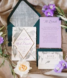 Unique Color Scheme for Invites
Photography: Sarah Pudlo %26 Co
Read More:
http://www.insideweddings.com/weddings/inspirational-wedding-shoot-with-bold-color-scheme-unique-details/1207/ wedding invitation suite, forest green envelopes, lavender insert, silver flowers