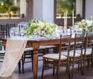 Long Wood Table with Low Centerpieces