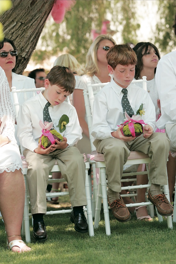 Ring Bearer Attire
Photography: Asgeir Bollason for David Michael Photography
Read More:
http://www.insideweddings.com/weddings/pink-green-memorial-day-weekend-wedding-in-palm-desert/128/ Cute little boys in ties at ceremony