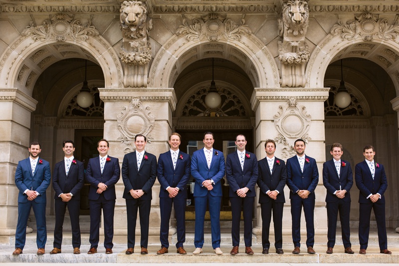 Mismatched Groomsmen
Photography: Kent Drake Photography
Read More:
http://www.insideweddings.com/weddings/bright-and-colorful-wedding-palette-with-ceremony-overlooking-lake/1315/ groom and groomsmen in suits in varying shades of dark blue