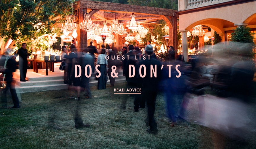 Guest List Dos and Don'ts
Article: The People You Do and Don't Need to Invite to Your Wedding
Photography: Elizabeth Messina
Read More:
http://www.insideweddings.com/news/planning-design/the-people-you-do-and-dont-need-to-invite-to-your-wedding/2642/ Who you have to invite to your wedding and who you don't have to invite