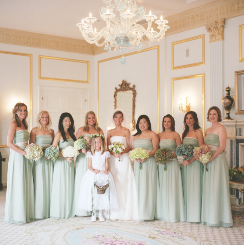 The Bride and Her Bridesmaids
Photography: Gruber Photographers
Read More:
http://www.insideweddings.com/weddings/english-garden-inspired-fall-wedding-in-new-york-city/210/ Strapless bridesmaid dresses in Waldorf Astoria