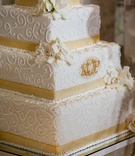 Gold Ribbon Wedding Cake
Photography: Joe Buissink Photography
Read More:
http://www.insideweddings.com/weddings/navy-pilots-dreamy-seaside-celebration-in-california/333/ Square four layer cake with lace design