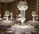 Centerpieces with White Blossoms and Crystal Bases