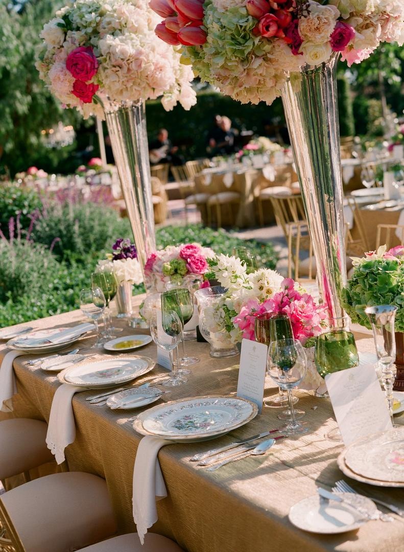 Antique Table Decorations
Photography: Elizabeth Messina
Read More:
http://www.insideweddings.com/weddings/spring-garden-wedding-in-montecito-california/277/ Pink and green flowers and fine china