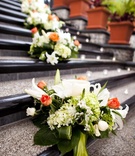 Colorful Floral Arrangements
Photography: lunaphoto
Read More:
http://www.insideweddings.com/weddings/tangerine-hued-summer-destination-wedding-in-costa-rica/311/ Low floral arrangements on hotel stairs