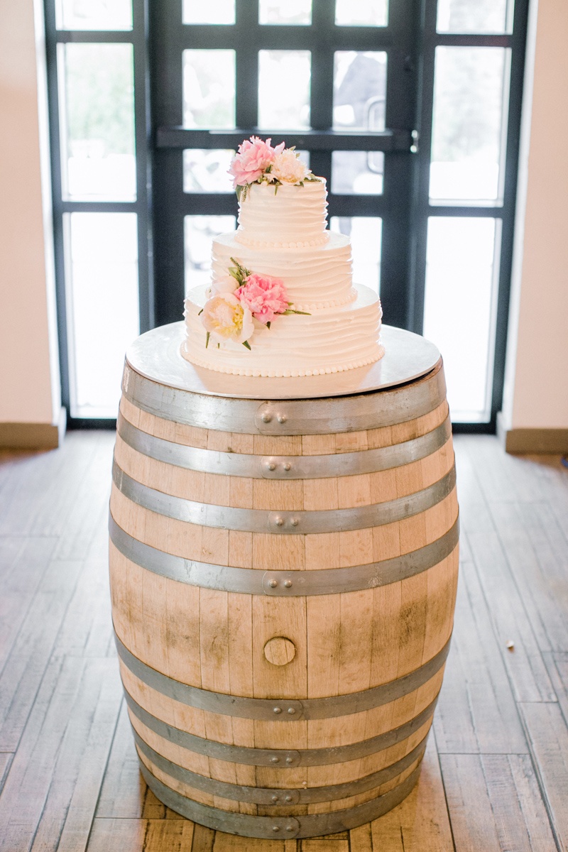Cakes & Desserts Photos Rustic Wine Barrel Cake Display Inside Weddings