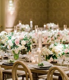 Garden-Style Low Centerpieces
Photography: Valorie Darling Photography
Read More:
http://www.insideweddings.com/weddings/spring-garden-wedding-ceremony-luxury-reception-in-beverly-hills/1379/ wedding reception ballroom candles and low arrangements of greenery and white pink flowers