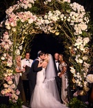 The Ceremony Kiss
Photography: Chrisman Studios
Read More:
http://www.insideweddings.com/weddings/gorgeous-alfresco-garden-wedding-in-bel-air-california/436/ Bride and groom kissing under floral chuppah