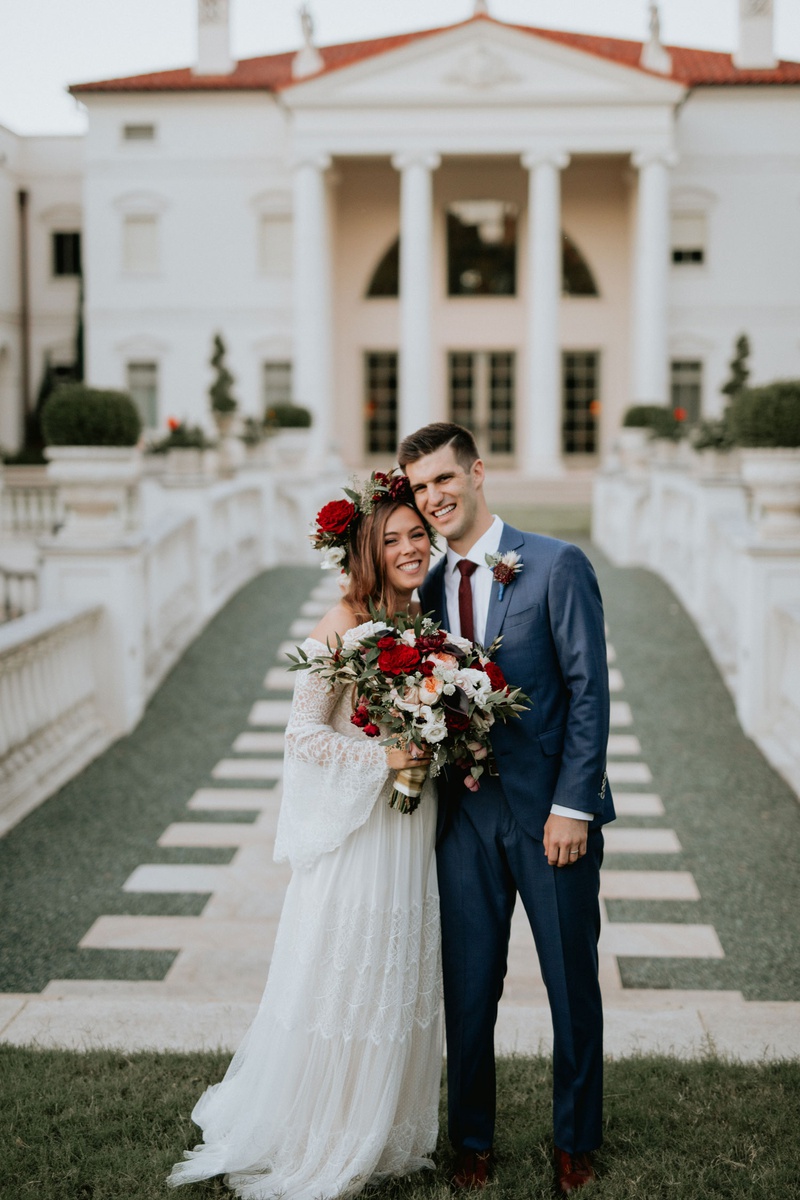 Fall Wedding Couple at Private Estate
Photography: Grant Daniels Photography
Read More:
http://www.insideweddings.com/weddings/outdoor-ceremony-tented-reception-with-cozy-fall-color-palette/1183/ fall wedding couple portrait rustic elegant boho style off shoulder bell sleeve dress flower crown