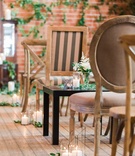 Mismatched Wood Ceremony Chairs
Photography: Valorie Darling Photography
Read More:
http://www.insideweddings.com/weddings/real-wedding-with-rustic-organic-ambience-in-downtown-los-angeles/1094/ Wedding ceremony wood floors brick wall with greenery wood chairs candles greens