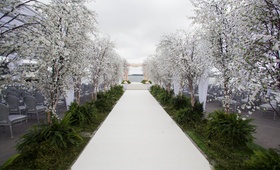 San Diego Opulent Same-Sex Ceremony
Photography: John %26 Joseph Photography
Read More:
http://www.insideweddings.com/weddings/opulent-same-sex-wedding-ceremony-reception-in-san-diego-ca/995/ Wedding ceremony white aisle runner greenery and cherry blossom trees on sides silver chairs