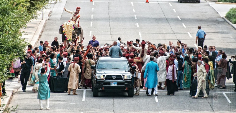 Baraat
Photography: Tomas Ramos Photographers
Read More:
http://www.insideweddings.com/weddings/houston-indian-wedding-celebration-with-800-person-guest-list/435/ Groom arrives by elephant to his wedding ceremony
