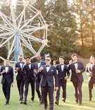 Groomsmen with Flasks and Cigars
Photography: Jenny Quicksall Photography
Read More:
http://www.insideweddings.com/weddings/romantic-wedding-with-blush-and-ivory-decor-in-malibu-california/1146/ groom and groomsmen in midnight blue tuxedos in front of ferris wheel with flask and cigars