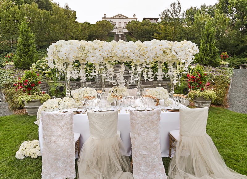 Luxurious Chair Covers
Photography: Carasco Photography
Read More:
http://www.insideweddings.com/weddings/styled-shoot-combines-old-world-charm-and-contemporary-fashion/849/ soft tulle chair cover, rosette fabric chair cover