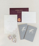 Vow Books %26 Invitation Suite
Photography: Ether %26 Smith
Read More:
http://www.insideweddings.com/weddings/organic-glam-vintage-inspired-real-wedding-in-california/1180/ wedding invitation suite gold foil invitation oxblood burgundy maroon menu gold wax seal his hers