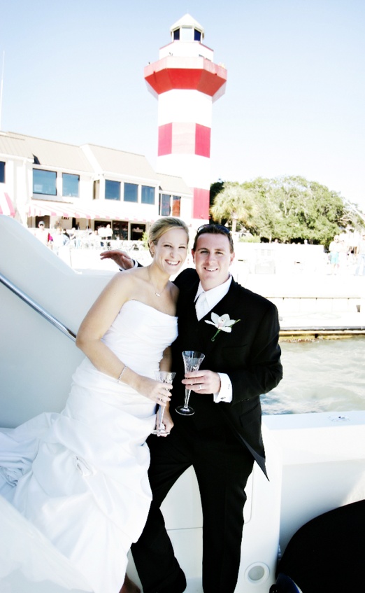The Bride and Groom
Photography: Tamara Lackey Photography
Read More:
http://www.insideweddings.com/weddings/lime-green-hued-fall-wedding-in-south-carolina/219/ Couple drinking champagne on ferry boat