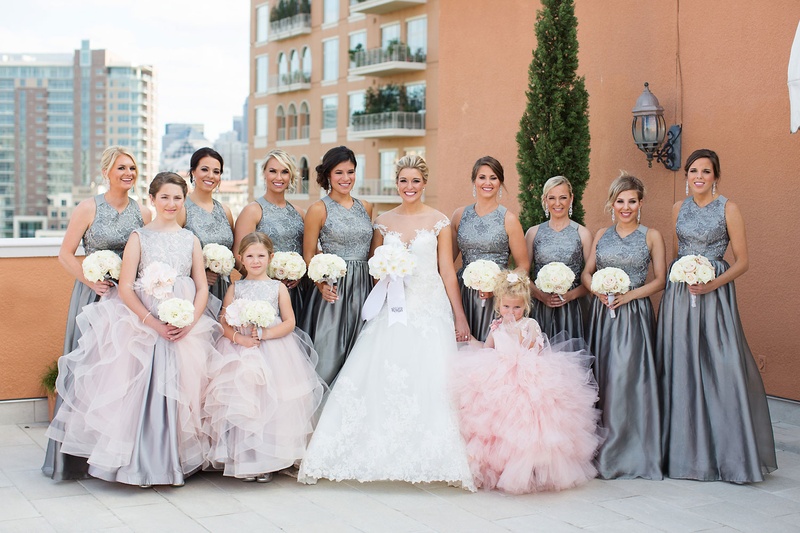 Grey Bridesmaid Gowns %26 Pink Flower Girls
Photography: Sarah Kate, Photographer
Read More:
http://www.insideweddings.com/weddings/outdoor-fall-ceremony-opulent-tented-reception-in-dallas-texas/1022/ Grey high neck bridesmaid dresses pleated skirt white bouquets pink flower girl and junior maids