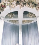 Ivory Floral Chuppah
Photography: Gruber Photographers
Read More:
http://www.insideweddings.com/weddings/lavender-hued-tented-reception-in-small-town-massachusetts/180/ White ceremony structure with white orchid and hydrangea flowers