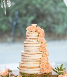 Semi-Naked Cake with Garden Roses
Photography: Christine Bentley Photography
Read More:
http://www.insideweddings.com/weddings/a-rustic-elegant-barn-wedding-in-santa-barbara-california/980/ Semi naked four layer round tier wedding cake with fresh flower garden rose pink and green vines