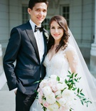 Katherine Theofanous %26 Andy Lin
Photography: Kent Drake Photography
Read More:
http://www.insideweddings.com/weddings/greek-orthodox-ceremony-romantic-ballroom-reception-in-chicago/1334/ wedding portrait groom in tuxedo and bow tie bride in monique lhuillier wedding dress and veil hair