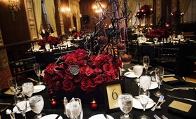 Centerpiece
Photography: Barnet Photography
Read More:
http://www.insideweddings.com/weddings/ashley-reeves-and-brandon-saller/261/ Wedding reception table with a red rose and manzanita branch centerpiece