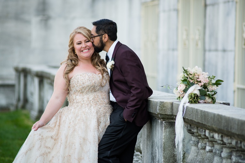 Chicago Couple with Unique Style
Photography: Kent Drake Photography
Read More:
http://www.insideweddings.com/weddings/an-event-planners-wedding-at-a-museum-by-sue-the-tyrannosaurus-rex/955/ Bride in gold wedding dress Amsale and groom in glasses and burgundy plum suit jacket bouquet