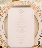 White %26 Gold Menu Card on China
Photography: Heather Kincaid
Read More:
http://www.insideweddings.com/weddings/luxury-wedding-with-romantic-white-color-palette-in-beverly-hills/1128/ Wedding china gold white pattern with die cut menu card monogram script gold