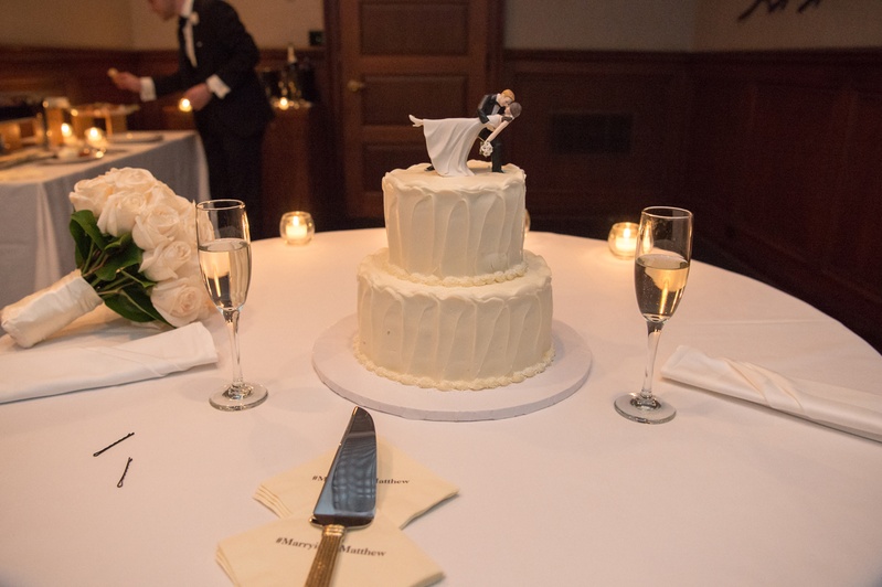 Small, Two-Tier Wedding Cake
Photography: Carasco Photography
Read More:
http://www.insideweddings.com/weddings/jewish-wedding-with-classic-ivory-and-gold-decor-in-chicago/983/ small two-tier wedding cake, cake topper with groom dipping bride