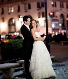 New York City Couple
Photography: Gruber Photographers
Read More:
http://www.insideweddings.com/weddings/opulent-new-york-city-wedding-with-violet-lighting/395/ Bride and groom embrace in square in NYC