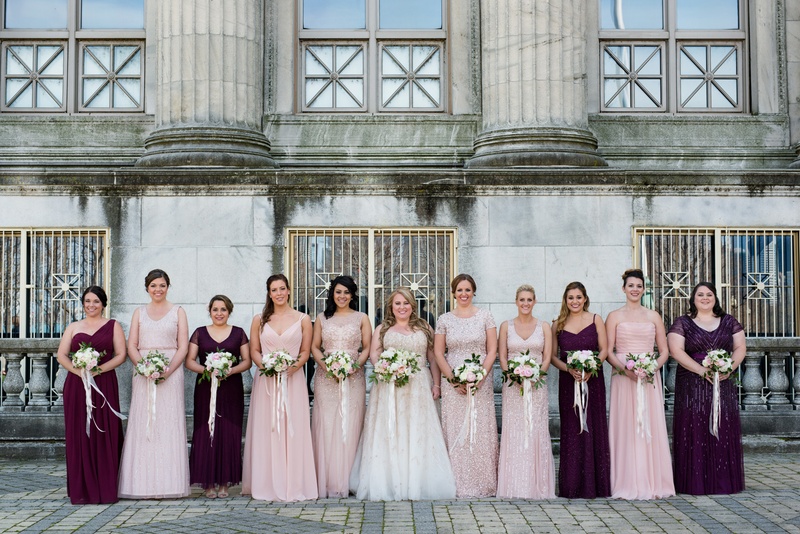 Mismatched Blush %26 Plum Bridesmaids
Photography: Kent Drake Photography
Read More:
http://www.insideweddings.com/weddings/an-event-planners-wedding-at-a-museum-by-sue-the-tyrannosaurus-rex/955/ Brides in mismatched gowns in shades of blush and burgundy oxblood holding matching bouquets
