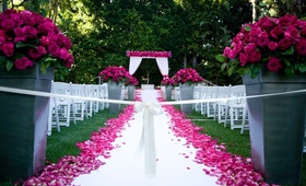Vibrant Pink Outdoor Ceremony
Photography: Couture Foto
Read More:
http://www.insideweddings.com/weddings/stacey-janks-and-eric-jasper/385/ Wedding ceremony on grass lawn with hot pink flowers