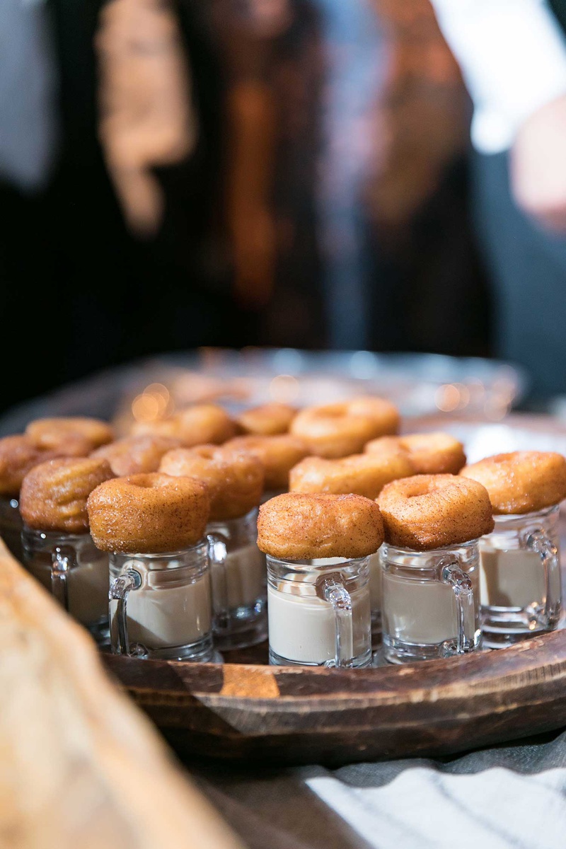 Mini Donuts %26 Cream
Photography: Vue Photography
Read More:
http://www.insideweddings.com/weddings/destination-rustic-fall-wedding-at-a-farm-in-north-carolina/1202/ Miniature donuts apple cider on top of small glass mugs with milk creme cream dip