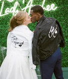 Black %26 White "Just Married" Jackets
Photography: Simply Splendid
Read More:
http://www.insideweddings.com/weddings/los-angeles-rams-nfl-player-brandin-cooks-backyard-wedding/1281/ la rams brandin cooks wedding briannon just married denim jackets in black and white