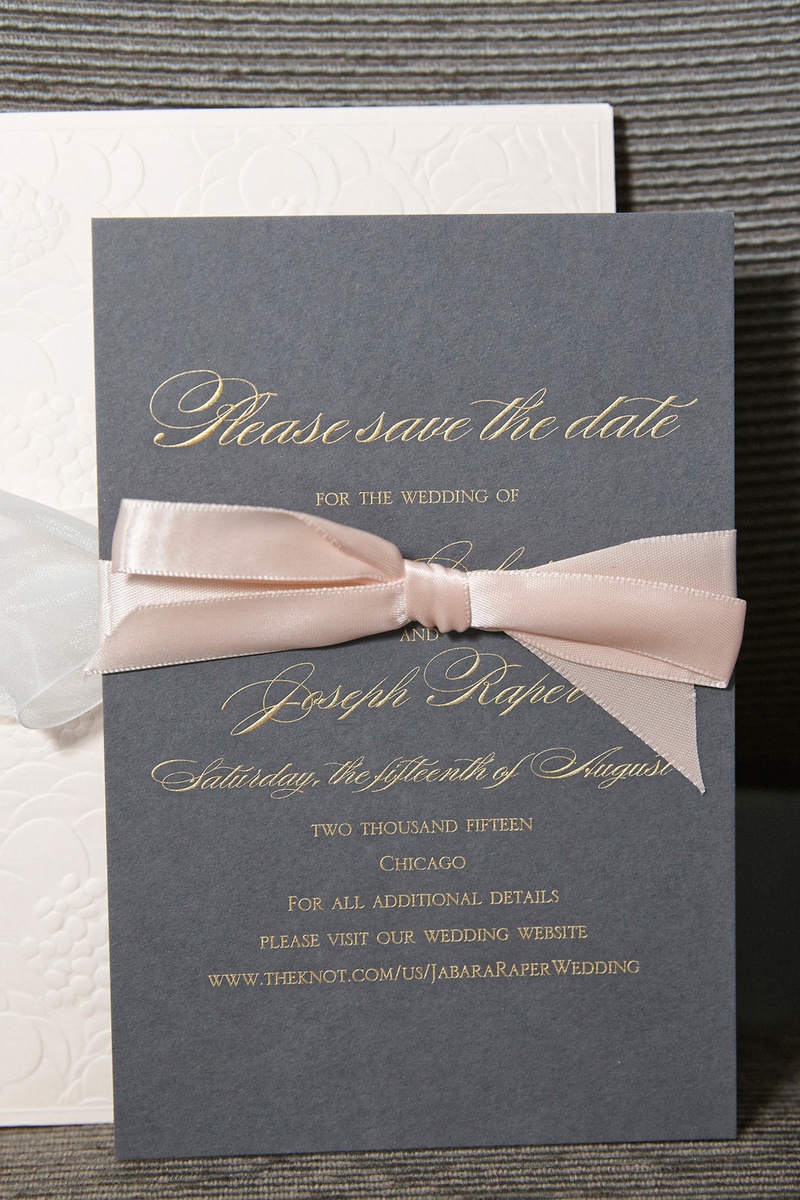 Grey, Gold %26 Pink Save the Date
Photography: KingenSmith
Read More:
http://www.insideweddings.com/weddings/catholic-ceremony-soft-romantic-fairy-tale-reception-in-chicago/754/ grey save the date with gold script print and blush ribbon