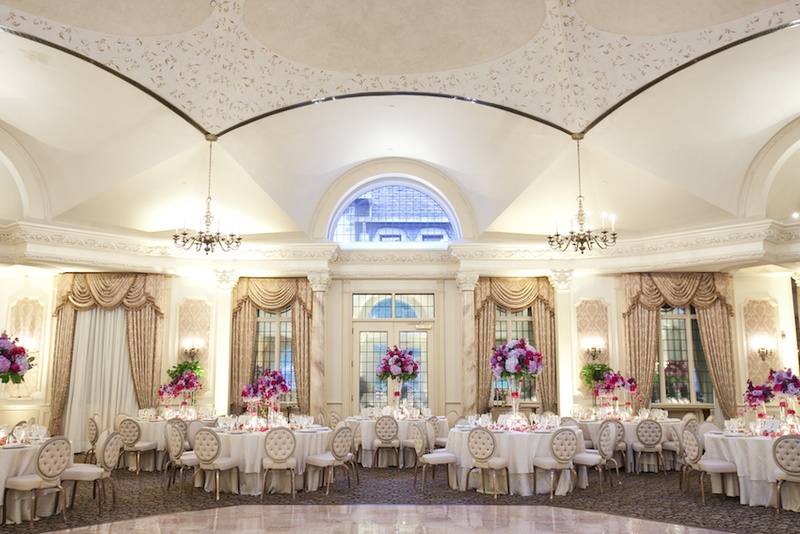 Reception at Pleasantdale Château
Photography: Images by Berit, Inc.
Read More:
http://www.insideweddings.com/weddings/wedding-with-purple-modern-details-at-a-chateau-in-new-jersey/693/ Wedding reception with purple & pink centerpieces at the grand ballroom of the Pleasantdale Chateau